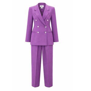 100% wool Purple Pantsuit — Mother of Pearl Buttons